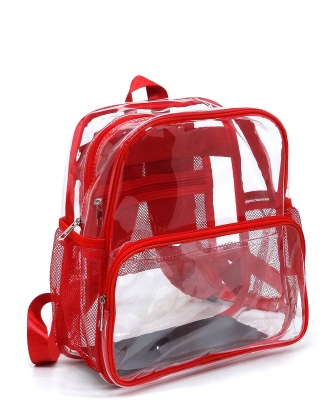 See Thru Clear Bag Backpack School Bag CW215 RED
